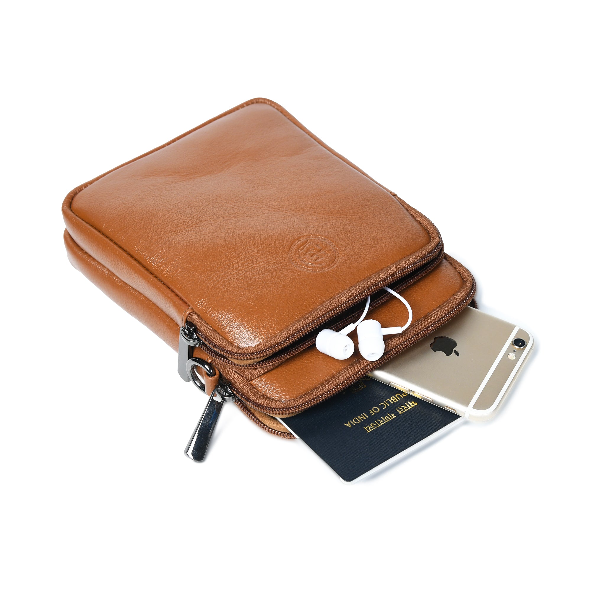 AmberStride Leather Sling Bag – Brown Colour